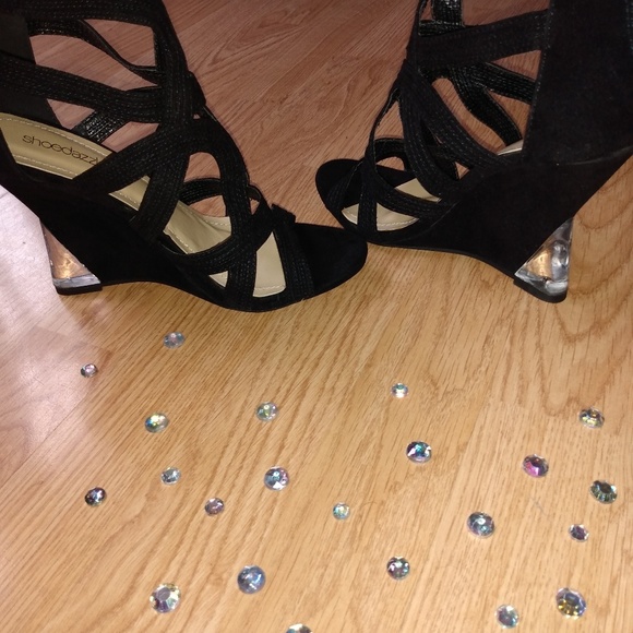 Sexy wedge glass SHOE DAZZLE heel NWOT - Picture 3 of 7
